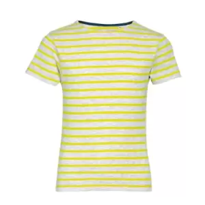 Image of SOLS Childrens/Kids Miles Striped Short Sleeve T-Shirt (12yrs) (Ash/Lemon)