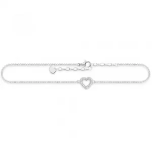 image of THOMAS SABO Sterling Silver Open Cubic Zirconia Heart Anklet...