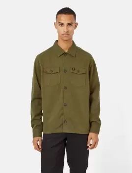 Image of Fred Perry Twill Overshirt - Uniform Green