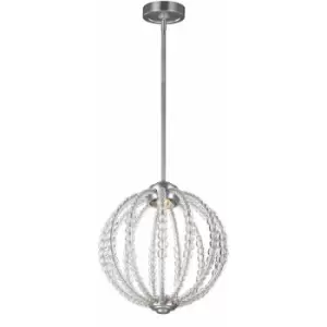 Image of Loops - 1 Bulb Ceiling Pendant Light Fitting Satin Nickel LED 8W Bulb