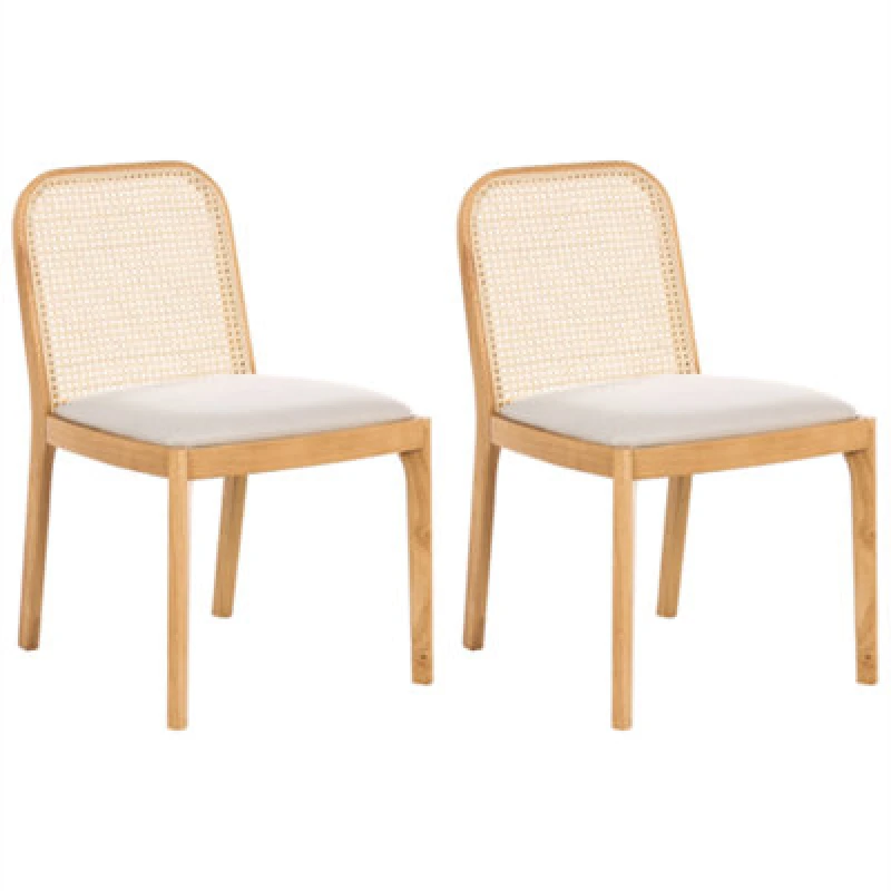 Image of Beliani Set Of 2 Dining Chairs Edina Light Brown