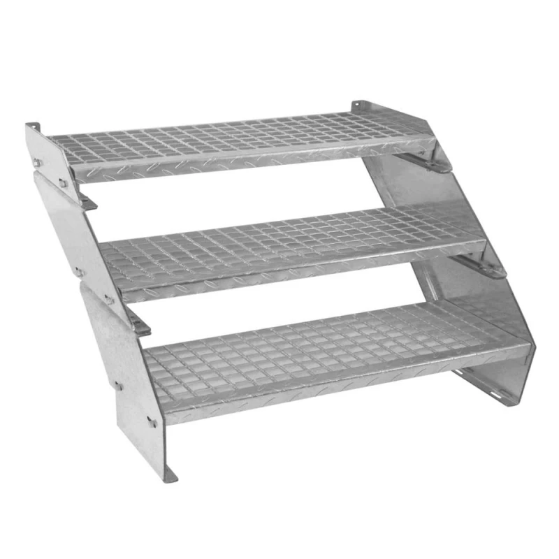 Image of Monstershop Adjustable 3 Section Galvanised Staircase - 900mm Wide Silver