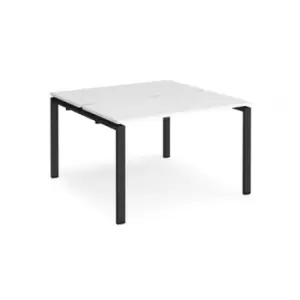 Image of Bench Desk 2 Person Rectangular Desks 1200mm White Tops With Black Frames 1200mm Depth Adapt