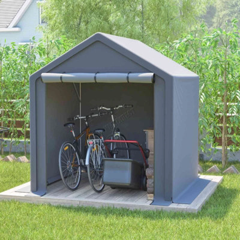 Image of BIRCHTREE Motorcycle Carport Shelter - Dark Grey 6.2x5.6FT, Grey B276-038