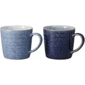 Image of Denby Studio Blue Ridged Mugs - 400ml (Set of 2)