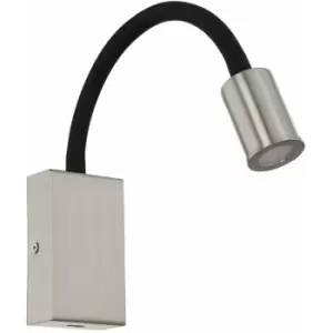 Image of Wall Light Colour Satin Nickel Black Steel & Plasic Bulb LED 3.5W Included
