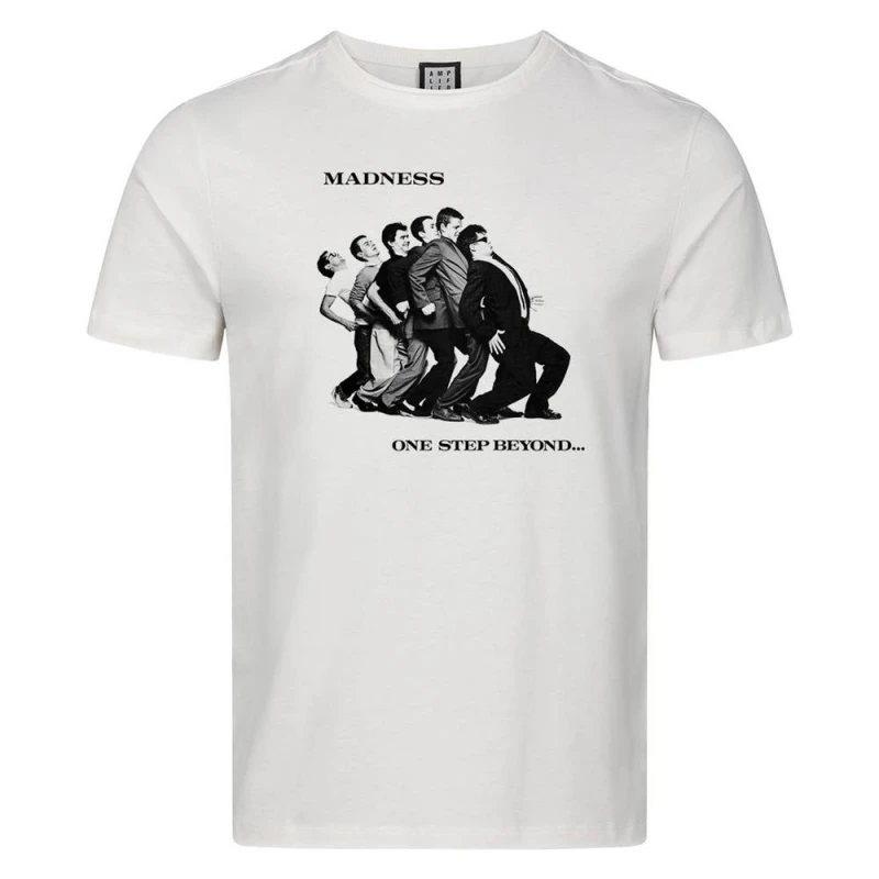 Image of Amplified Mens One Step Beyond Madness T-Shirt in White Size: Large White Male L