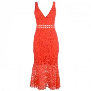 Image of Bardot Fiona Trumpet Dress - FIRE RED
