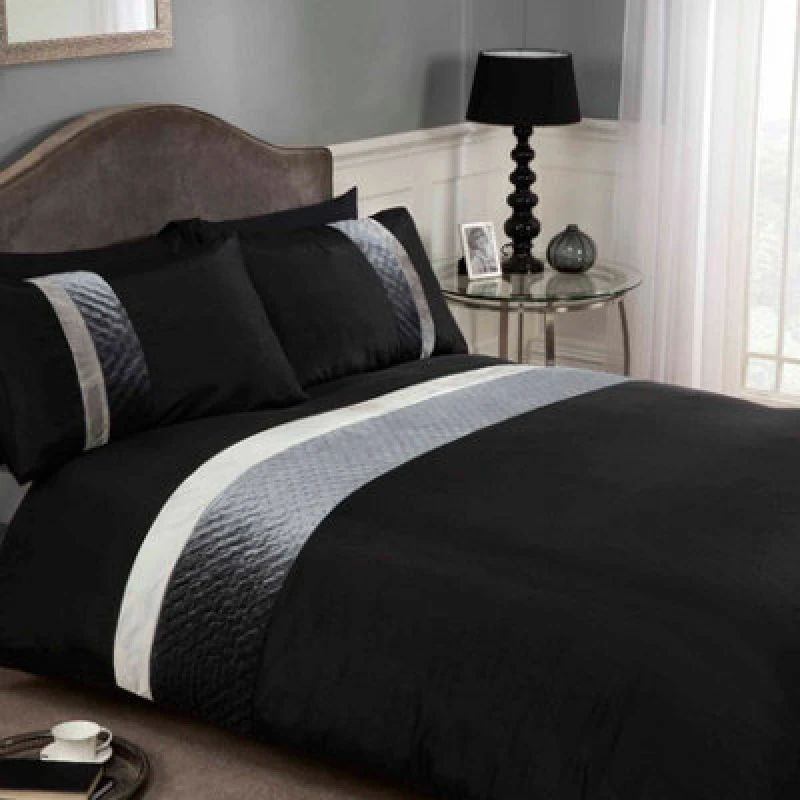 Image of Rapport Home Deco Polycotton Duvet Set With Pillowcase Black