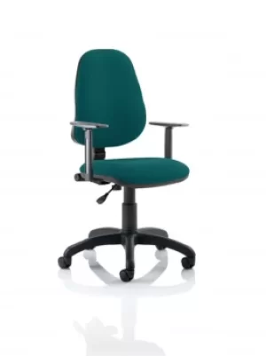 Image of Eclipse I Lever Task Operator Chair Bespoke With Height Adjustable Arms In Teal