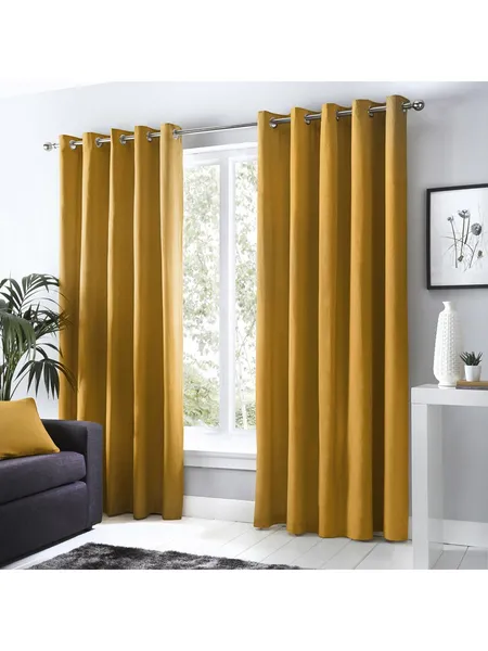 Fusion Strata Dim-Out Eyelet Curtains Ochre QFTQG Unisex width: 114x137cm(45x54inches),width: 114x183cm(45x72inches),width: 165x137cm(65x54inches),wid