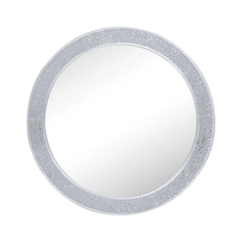 Image of Nielsen Lewis Crackle Mosaic Round Wall Mirror Silver 74cm Silver