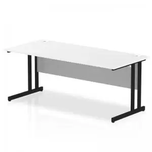 Image of Impulse 1800 x 800mm Straight Desk White Top Black Cantilever Leg