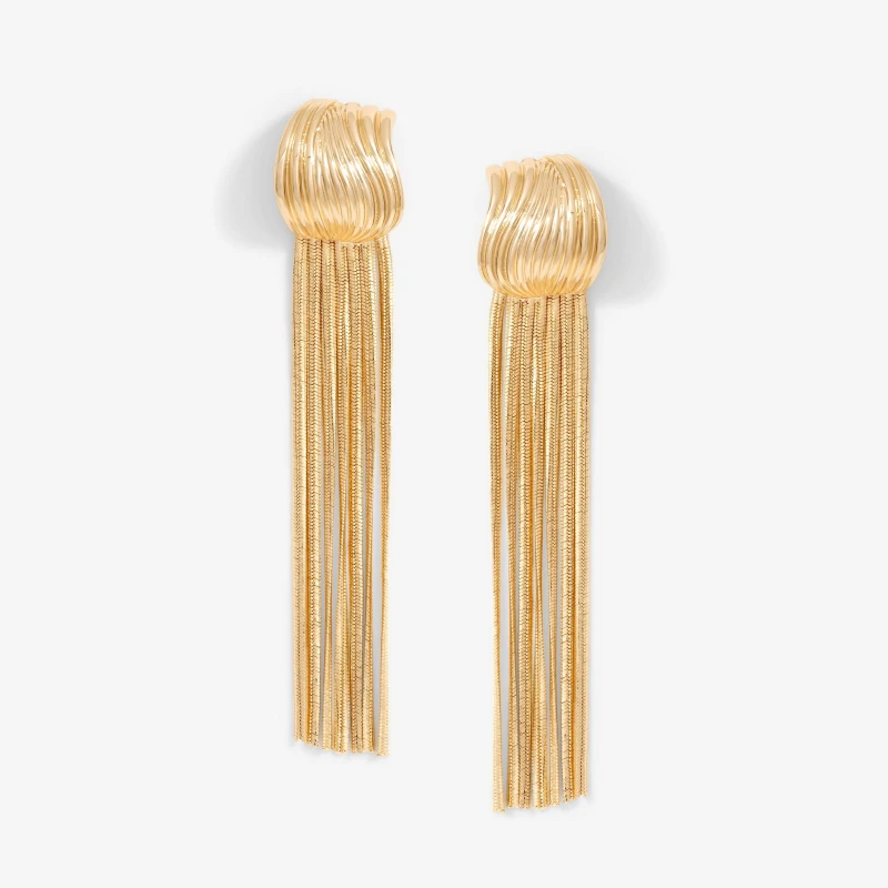 Image of Mood Gold Ridged Snake Chain Statement Drop Earrings Gold