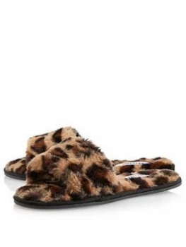 image of Dune London Snuggled Slippers - Leopard, Leopard, Size 36, Women