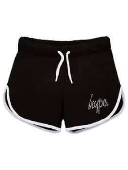 Hype Girls Diamante Script Runner Short - Black, Size Age: 7-8 Years, Women