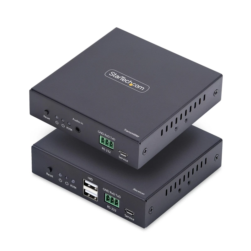 Image of StarTech.com StarTech.com HDMI KVM Extender Over IP Network, 4K 60Hz, Driverless, HDMI and USB Over Ethernet/CAT6, AVoIP, Transmitter and Receiver Kit