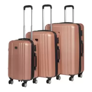 image of Dellonda 3 Piece Lightweight ABS Luggage Set with Integrated TSA Approved Combination Lock - Rose Gold