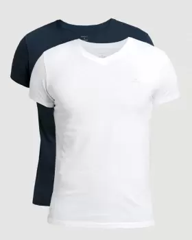 Image of GANT Men 2-Pack V-Neck T-Shirts (S) Multicolor