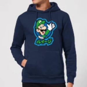 image of Nintendo Super Mario Luigi Kanji Hoodie - Navy - L