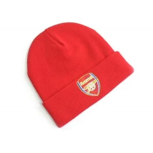 Image of Arsenal Crest Knitted Turn Up Hat Red
