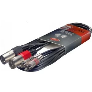 Image of Stagg RCA Male XLR Male Twin Cable 3m