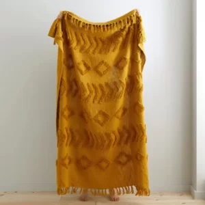 Image of Pineapple Elephant Kabeli Tufted Cotton Throw Yellow
