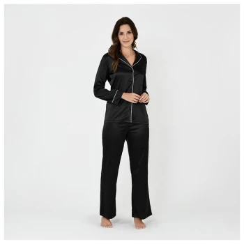 Image of Firetrap Blackseal Satin PJ Set - Black