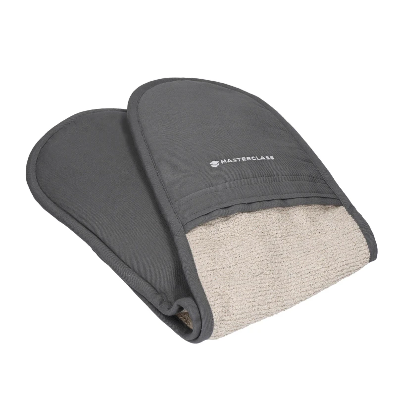 Image of MasterClass Deluxe Professional Double Oven Glove Grey unisex 107x19cm
