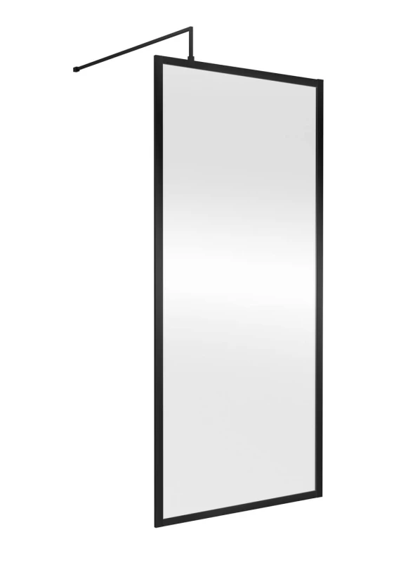 Image of Balterley 8mm Wetroom Screen & Support Bar: 900mm, Black Unisex