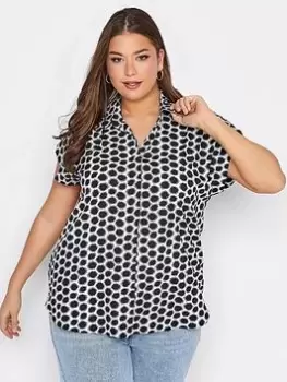 Image of Yours Clothing Pocket Shirt - Black/White, Pink, Size 30-32, Women