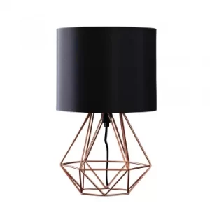 Image of Angus Copper Geometric Table Lamp With Black Shade