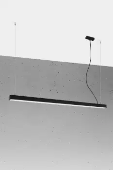 Image of Pinne Integrated LED 145cm Linear Straight Bar Pendant Light Black 3000K