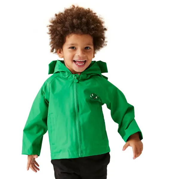 Image of Regatta Boys & Girls Animal Durable Water Repellent Jacket 12-18 Months Stompy the Dinosaur/Jelly Bean RKW264-AFP-12