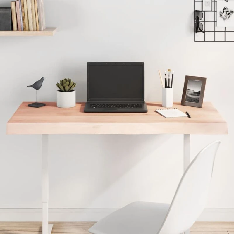 Image of Vidaxl Table Top 100X60X2cm Untreated Solid Wood Oak Live Edge, Brown 363887