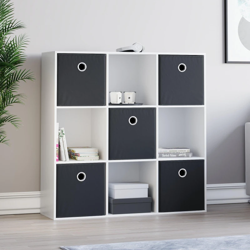 Image of Lassic 3x3 Cube Storage Unit (W) + Set of 5 Storage Cubes Black unisex 3x3