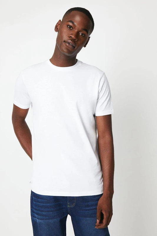 Image of Debenhams Debenhams Men Cotton Crew Neck T-Shirt in White Size: X-Large White X-Large Male 5045724361988