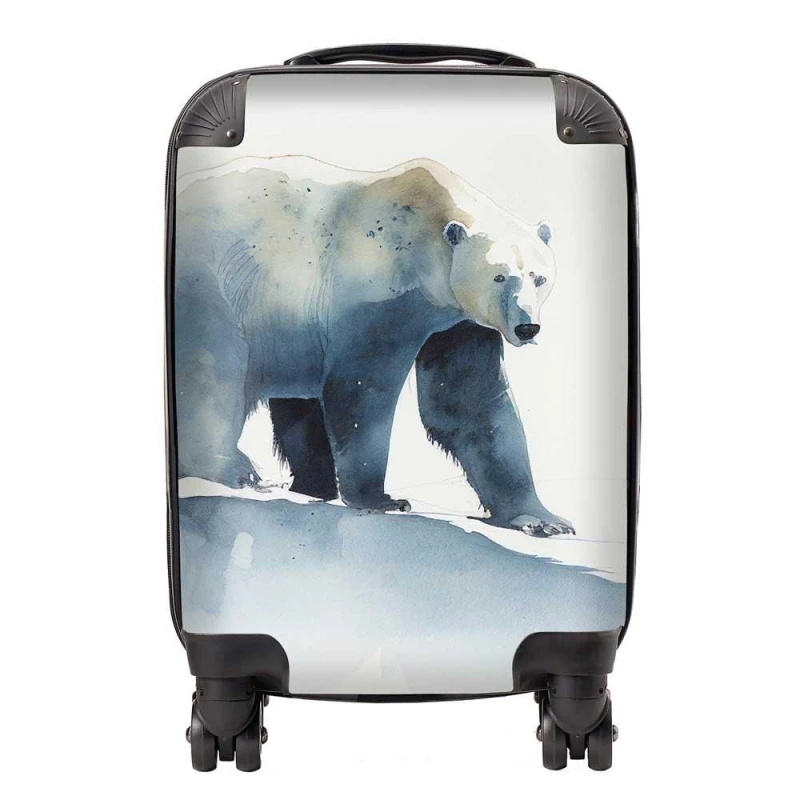 Image of Warren Reed - Designer Polar Bear Watercolour Suitcase in Brown Size: Large Brown Unisex Large