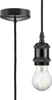 Image of KnightsBridge 1.8m E27 Vintage Pendant Set - Matt Black