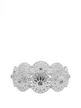 Image of Mood Silver Plated Wide Filagree Stretch Bracelet
