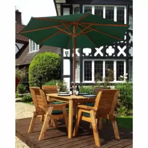 Image of Charles Taylor Four Seater Rectangular Table Set with Parasol, Green