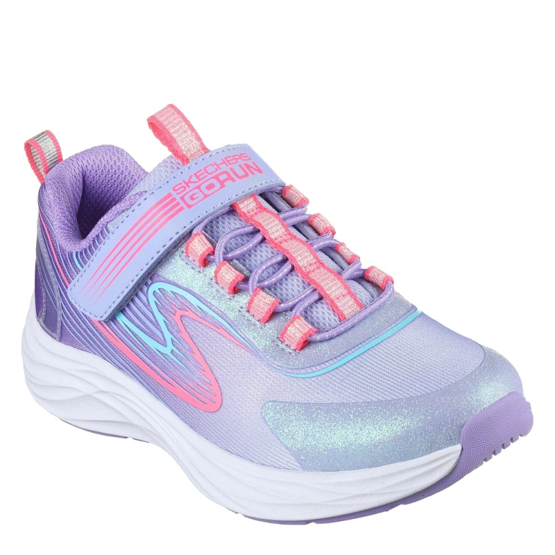 Image of Skechers Bungee And Strap Glitter Mesh Sneak Slip On Runners Unisex Kids Lavender/Multi unisex C10 (27.5)