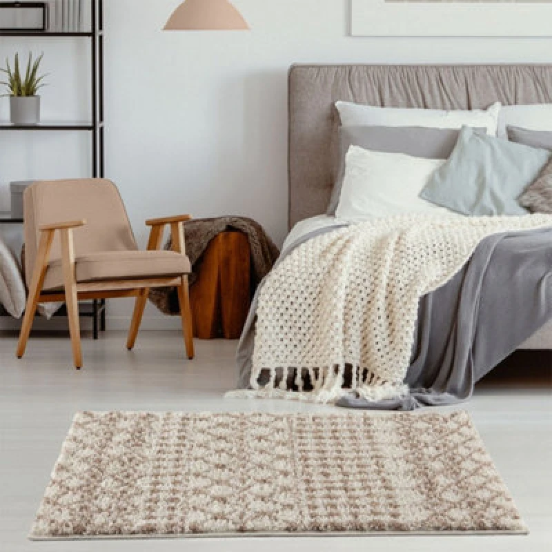 Image of The Rugs Moroccan Ivory Shaggy Living Room Rug 1030