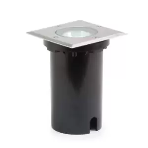 Image of Low Energy Square Stainless Steel Recessed Ground Outdoor Effect Light Cfl Bulb, IP65