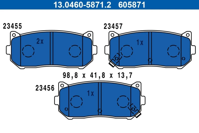 Image of ATE 13.0460-5871.2 Brake pad set with acoustic wear warning Brake Pad Set,disc brake (402)