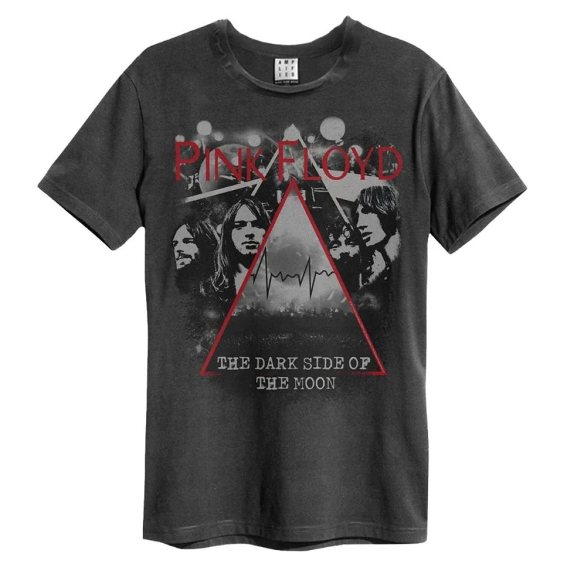 Image of Amplified Amplified Men Pyramid Faces Pink Floyd T-Shirt in Charcoal Size: Small Charcoal S Male 5063470408863