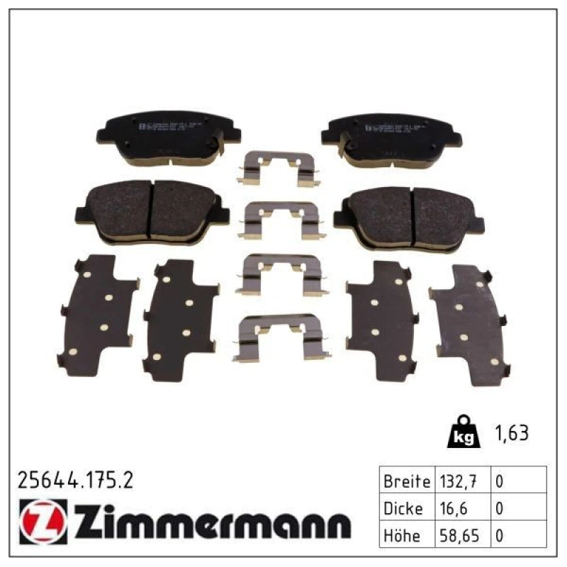 Image of ZIMMERMANN Brake pad set ZIMMERMANN 25644.175.2