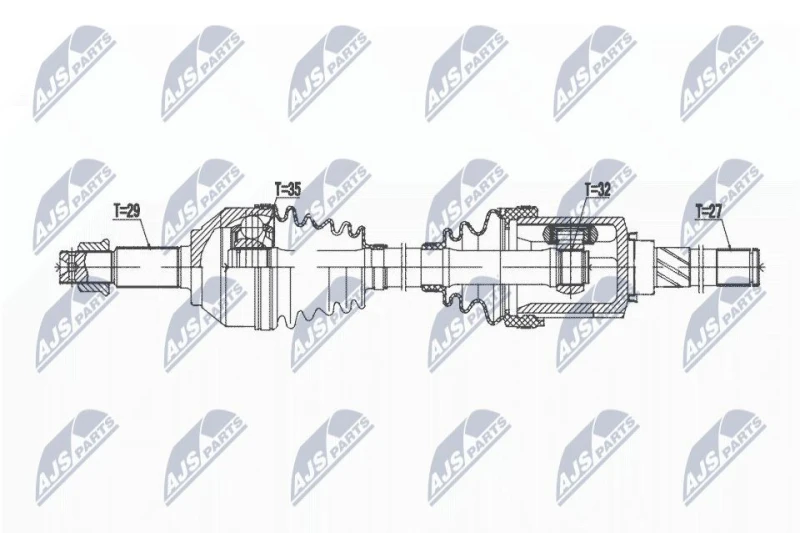 Image of NTY NPW-NS-165 Drive shaft CVT automatic transmission (stepless), Front Axle Left Drive Shaft (13)