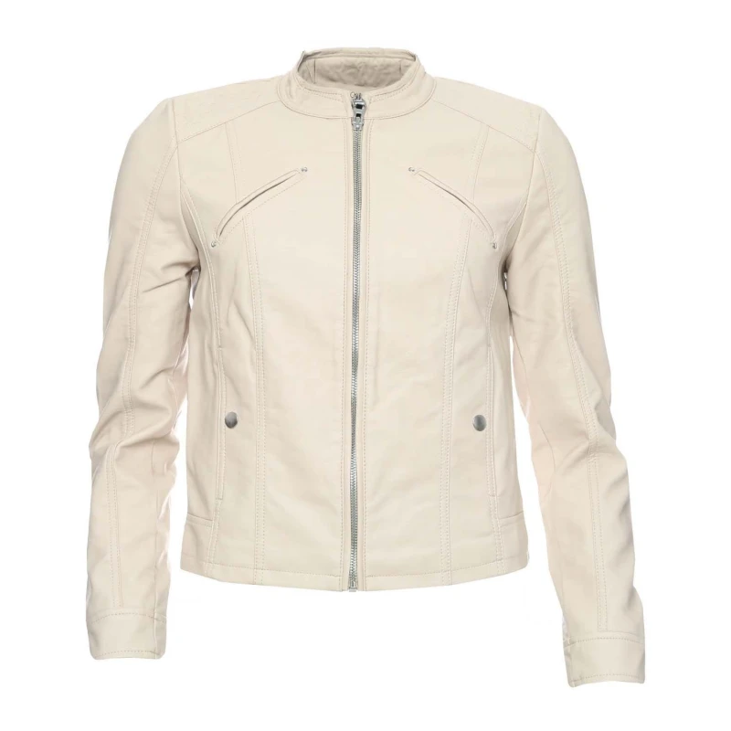 Image of Vero Moda Favodona Faux Leather Jacket Oatmeal female 12