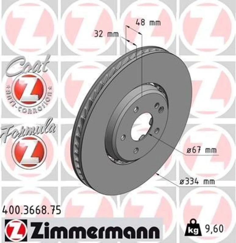 Image of ZIMMERMANN Brake disc ZIMMERMANN 400.3668.75